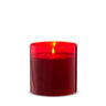 Raz glass red pillar candle, 6x6 in, in a red glass holder