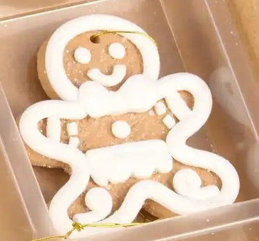 Mini Gingerbread Ornament set (6 Assorted), 2-inch Raz holiday decorations in brown with white icing