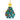 Metallic blue tree lit ornament, 4.5in, with multicolored lights and a gold star topper.