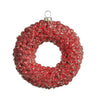 Iced Red Berry Wreath Ornament, 4.5 in, beaded red wreath with silver cap and hanging loop