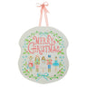 Pastel Nutcracker Ballet Wall Art with pink ribbon hanger and Merry Christmas plate featuring colorful nutcrackers.