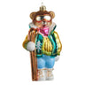 Raz Colorful Ski Bear Ornament, 6-inch, bear in teal vest with gold accents holding a ski.