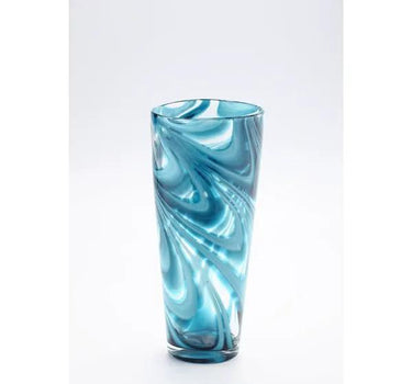 Diamond Star Blue Swirl Glass Vase 5.5"D x 12.5"H - Vases Merchandise