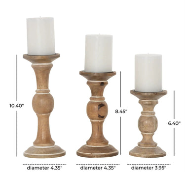 Light Brown Wood Candle Holder Large 4"x4"x10.5"