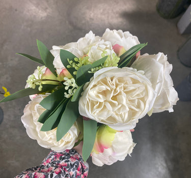 Fresh Touch Rose/Peony Bundle w/ Eucalyptus Cream 12"