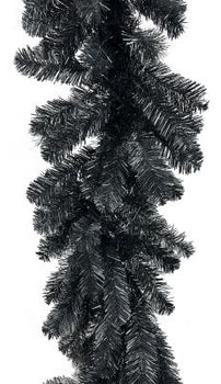 Liberty Floral Black Tinsel Garland 9' - Garlands Silk