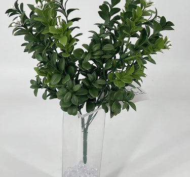 Select UV/FR Boxwood Bush w/ Flowers 12" - Artificial Non-Flowering Plants Silk