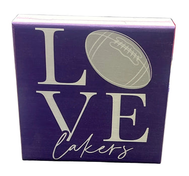 Sincere Surroundings Love Football Wood Block Sign - Lakers 5 x 5” - Novelty Signs Art