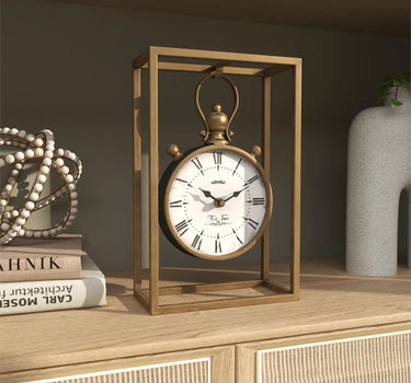 Bronze Metal Standing Stopwatch Table Clock 9"W x 13"H