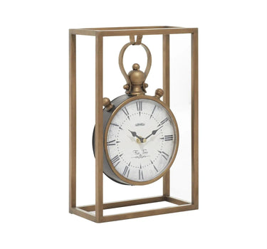 Bronze Metal Standing Stopwatch Table Clock 9"W x 13"H