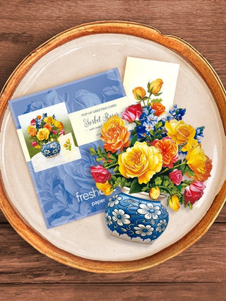 Mini Sorbet Roses Pop-Up Greeting Card