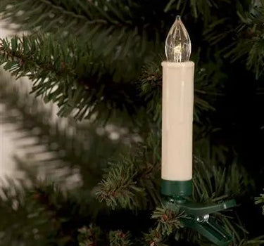 White LED Tree Taper Clip Candles w/ 6 Hr Timer and Remoste (Set of 12) 4"H