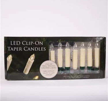 White LED Tree Taper Clip Candles w/ 6 Hr Timer and Remoste (Set of 12) 4"H