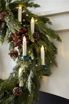 White LED Tree Taper Clip Candles w/ 6 Hr Timer and Remoste (Set of 12) 4"H
