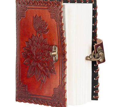Benjamin International Lotus Flower Leather Journal 5" x 7" - Journals Merchandise