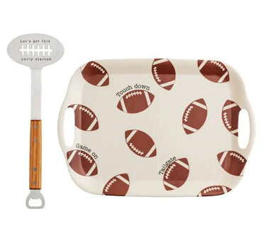 Mud Pie Football Tray with Spatula 11.5" x 16.5" - Serving Trays Merchandise