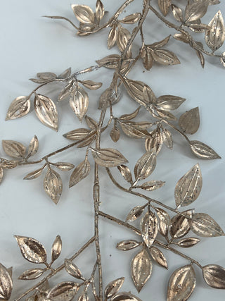 Glitter Leaf Garland Champagne 6.5’