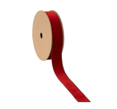 Red/Green reversible velvet ribbon by La Ribbons, 1 in x 10 yd on a spool.