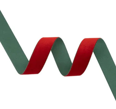 Ribbon Red/Green reversible velvet ribbon, 1 in x 10 yd, La Ribbons