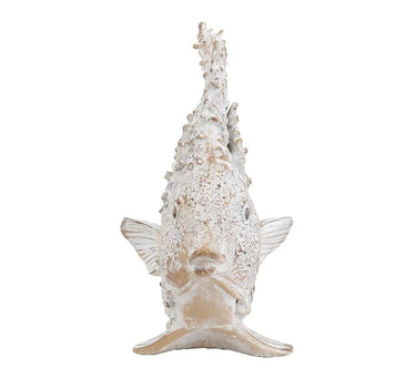 Decorative Polyresin Angelfish Sculpture with White Coral Reef Design 11 " x 6.5" x 10"