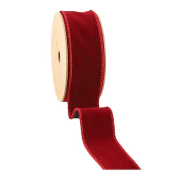 Bordeaux wired velvet ribbon by La Ribbons, 1.5 in x 10 yd