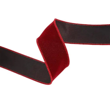 Bordeaux wired velvet ribbon by La Ribbons, 1.5 in x 10 yd.