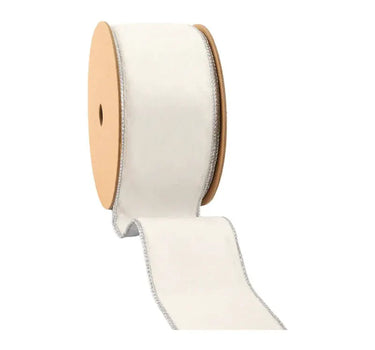 La Ribbons Lurex Wired Ribbon Silver 2 1/2" x 10Yd - Ribbons & Trim Ribbon