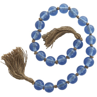 Handmade Blue Glass Beaded Garland w/ Tassel 45"