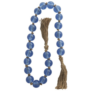 Handmade Blue Glass Beaded Garland w/ Tassel 45"