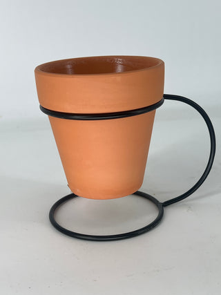 Terracotta Hanging Planter on Stand (Stand 5.25"H x 6"D) (Pot 4"H x 4"D)