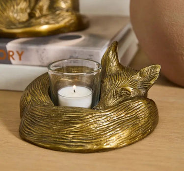Sleepy Eloise Fox Votive Holder 6.5"x 3"