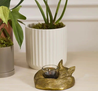 Sleepy Eloise Fox Votive Holder 6.5"x 3"