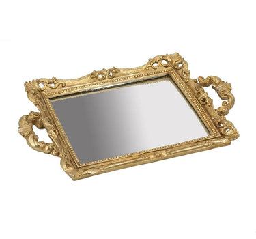 Gold Tray with Mirror 15" x 10"