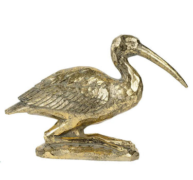 A&B Gold Kneeling Crane Figurine 7" x 10.5" - Figurines Merchandise