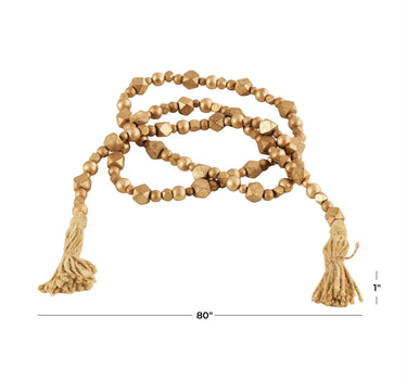 Gold Wood Bead Garland 80"L