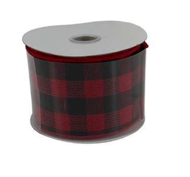 Jascotina Inc Red/Black Buffalo Check Ribbon 2.5"X10yd - Ribbon