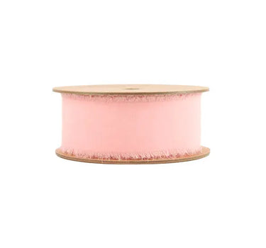 La Ribbons Frayed Edge Chiffon Ribbon Pink 1.5"W x 10yd - Velvet Ribbons Ribbon