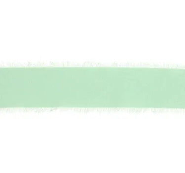 Ribbon: Light green frayed-edge chiffon, 1.5 in x 10 yd, La Ribbons