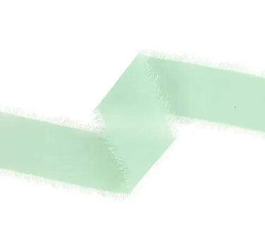 Ribbon La Ribbons light green frayed-edge chiffon, 1.5in x 10yd