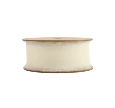 La Ribbons Frayed Edge Chiffon Ribbon Cream 1.5"W x 10yd - Velvet Ribbons Ribbon