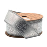 La Ribbons Wired Ribbon Silver Faux Leather 1/2" x 10Yd - Velvet Ribbons Ribbon