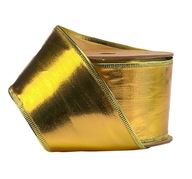 La Ribbons Lurex Wired Ribbon Gold 2 1/2" x 10Yd - Ribbons & Trim Ribbon