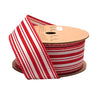 La Ribbons Red-White Striped Wired Ribbon 1.5"W x 10yd - Velvet Ribbons Ribbon