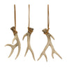 Melrose resin antler ornament set of 3, tan/beige, 5-inch tall