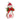 Resin snowman figurine with red knit hat, white pom-pom, white cuff, red scarf, snowflake motif, and greenery