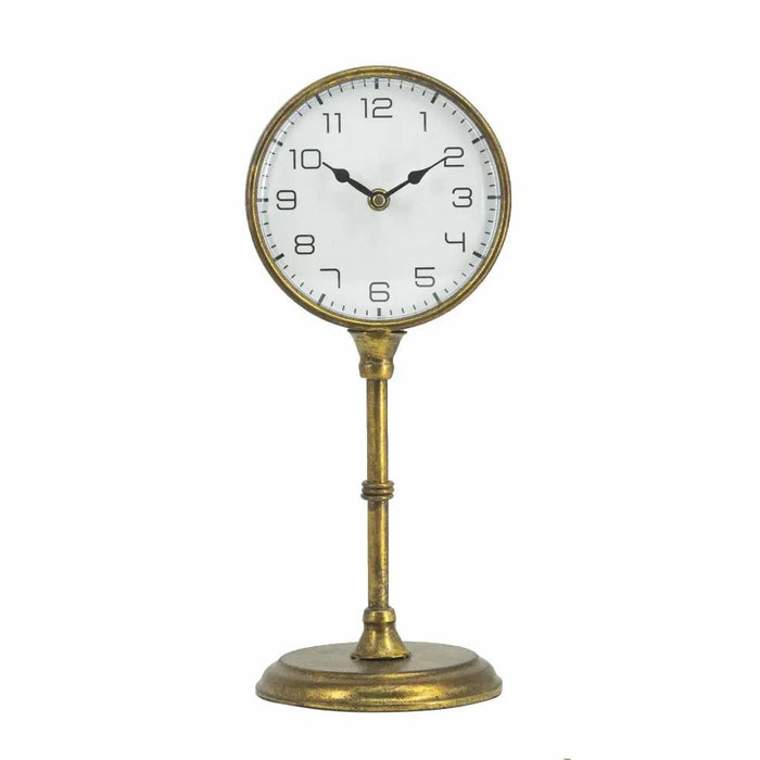 Gold-Iron Vintage Inspired Table Clock Large 6.5" x 6" x 15"