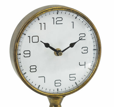 A&B Gold-Iron Vintage Inspired Table Clock Large 6.5" x 6" x 15" - Merchandise