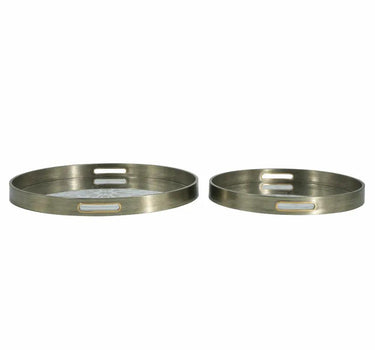 Silver Mirror Tray with Crest Large 17.5"