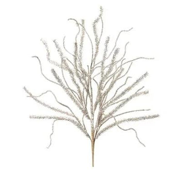 Melrose Glitter Pine Branch White 30" - Artificial Non-Flowering Plants Silk
