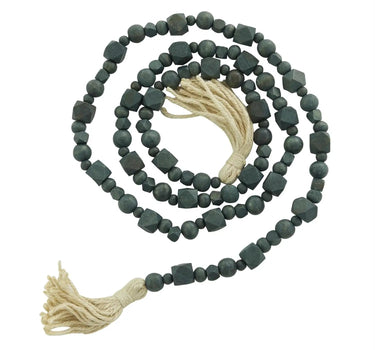 Deco Marché Green Wood Geometric Garland with Tassel, 80"L - Garlands Merchandise
